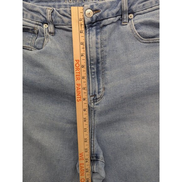 American Eagle Outfitters Curvy Mom Jeans Womens 18 Light Wash High Rise Stretch - Picture 6 of 16